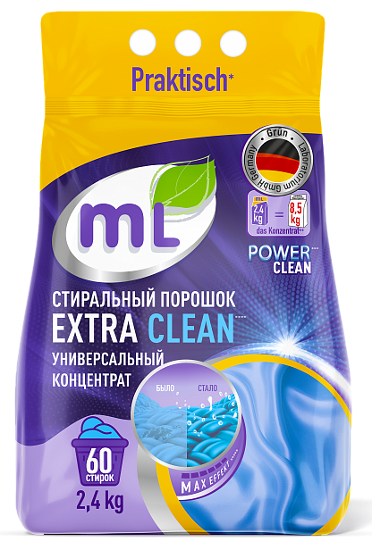 EXTRA CLEAN Waschmittelpulver für bunte und weiße Wäsche, Universal-Konzentrat